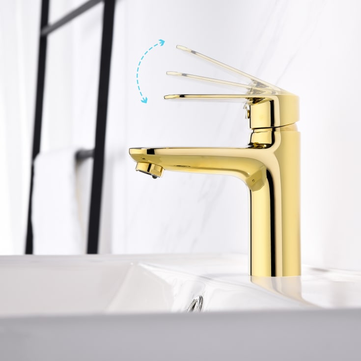Bathlife Springa servantbatteri, uten bunnventil, gull