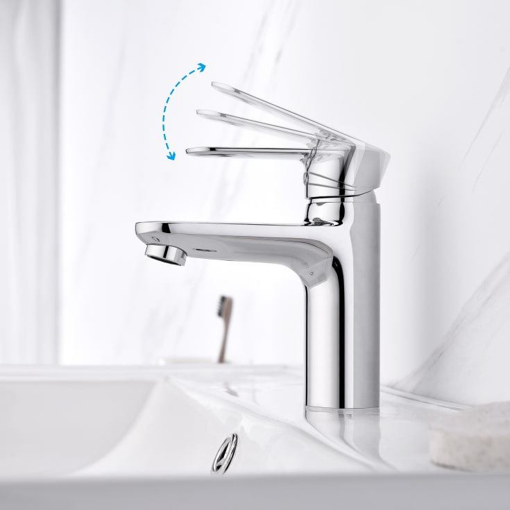 Bathlife Springa servantbatteri, uten bunnventil, krom