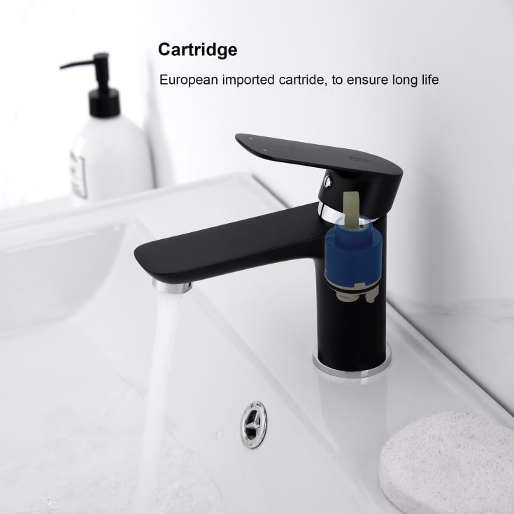 Bathlife Pärla servantbatteri, uten bunnventil, sort matt