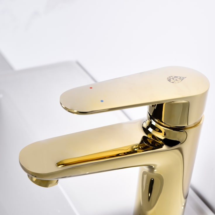 Bathlife Springa servantbatteri, uten bunnventil, gull