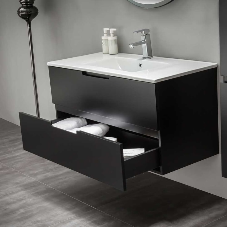 Bathlife Glädje møbelpakke, med servant, 100x46x50 cm, sort matt