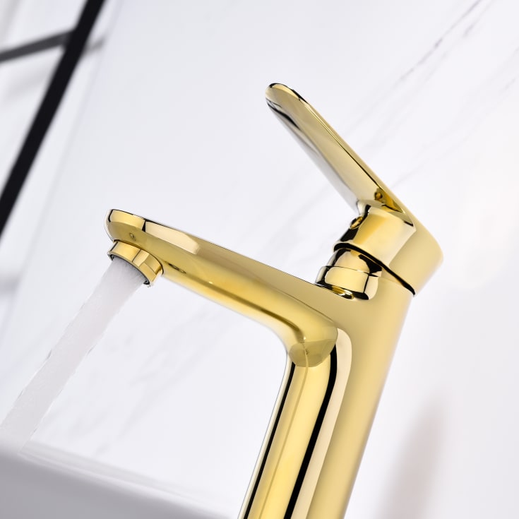 Bathlife Springa servantbatteri, uten bunnventil, gull