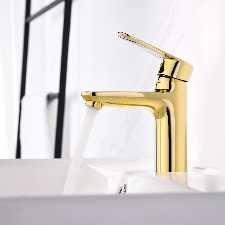 Bathlife Springa servantbatteri, uten bunnventil, gull