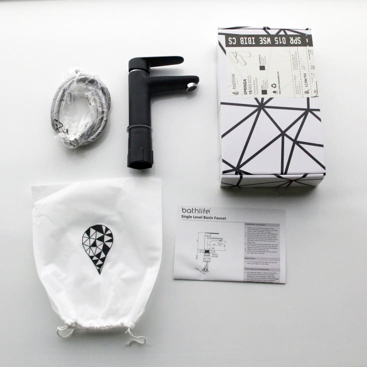 Bathlife Springa servantbatteri, uten bunnventil, sort matt