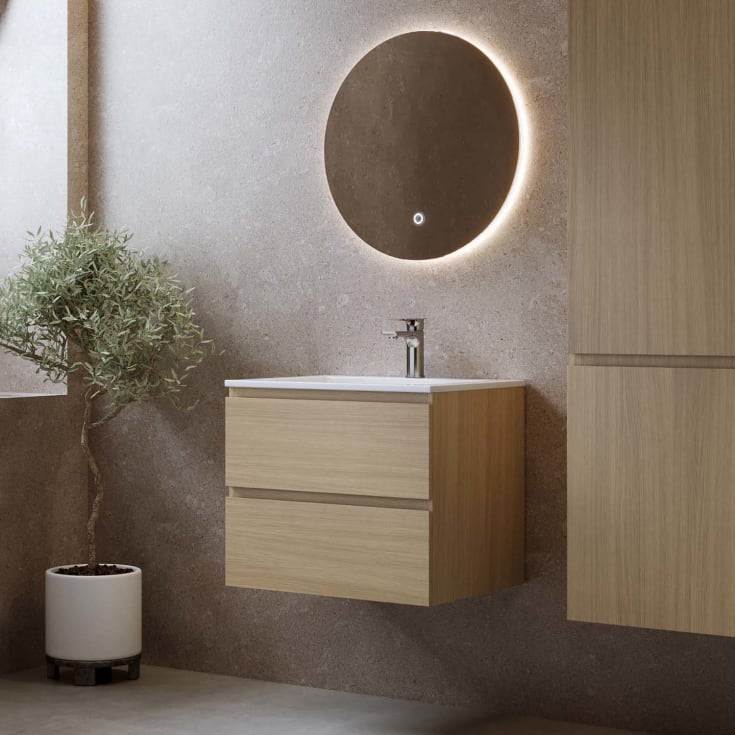 Bathlife Eufori møbelpakke, med servant, 61x46,5x50 cm, lys eik