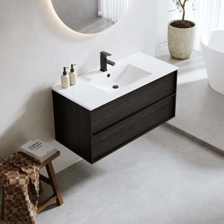 Bathlife Charm møbelpakke, med servant, 101x46,5x52 cm, sort eik