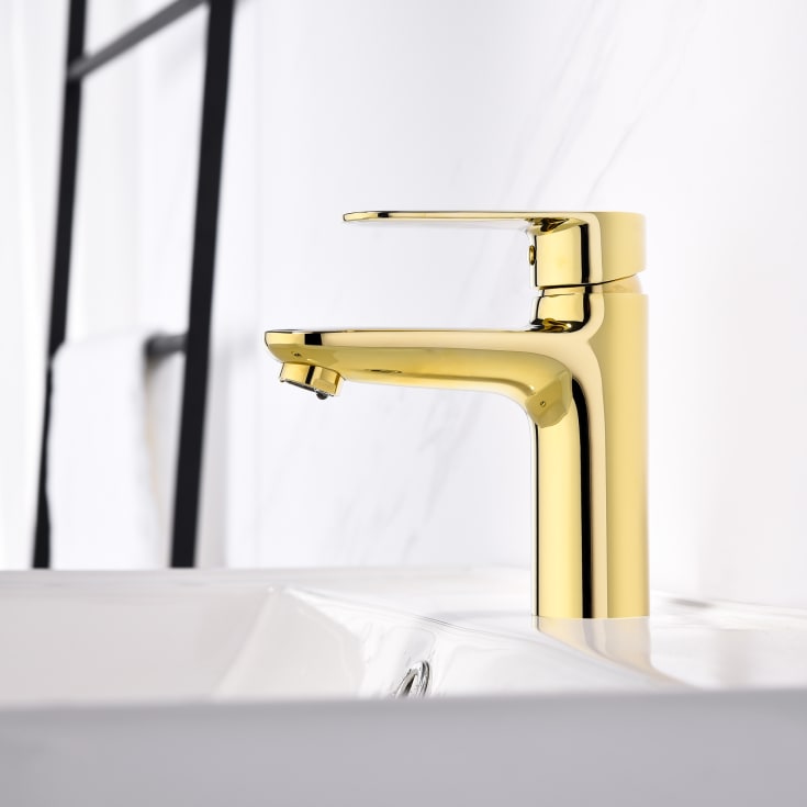Bathlife Springa servantbatteri, uten bunnventil, gull