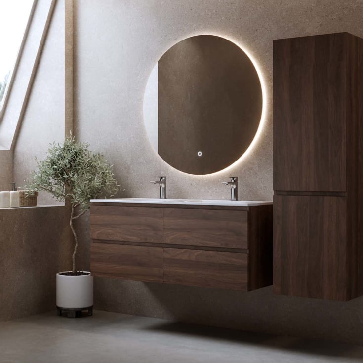Bathlife Eufori møbelpakke, med dobbel servant, 121x46,5x50 cm, valnøtt