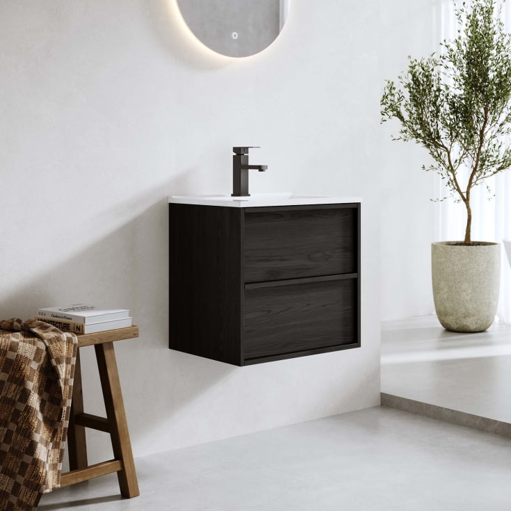 Bathlife Charm møbelpakke, med servant, 51x39,5x50 cm, sort eik