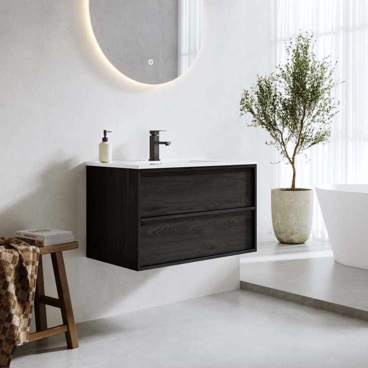 Bathlife Charm møbelpakke, med servant, 81x46,5x52 cm, sort eik