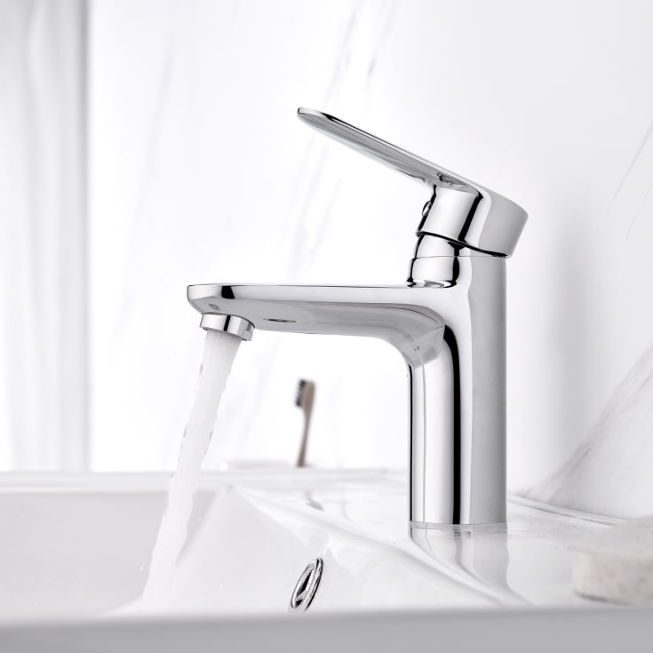 Bathlife Springa servantbatteri, uten bunnventil, krom