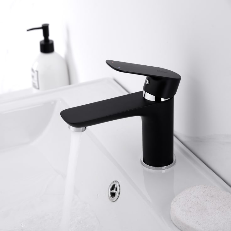 Bathlife Pärla servantbatteri, uten bunnventil, sort matt