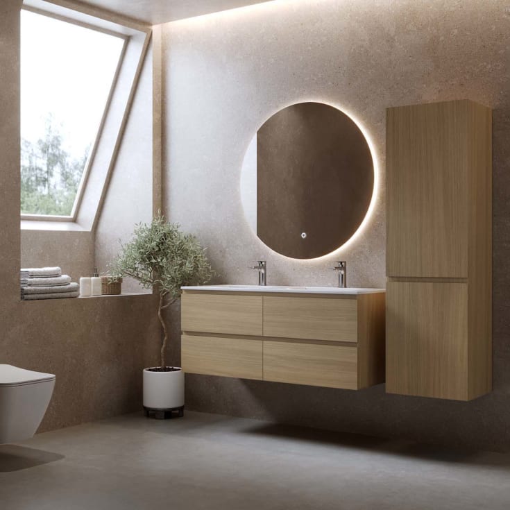 Bathlife Eufori møbelpakke, med dobbel servant, 121x46,5x50 cm, eik