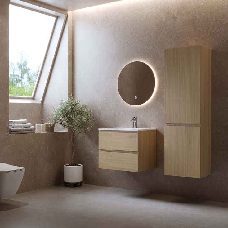Bathlife Eufori møbelpakke, med servant, 61x46,5x50 cm, lys eik