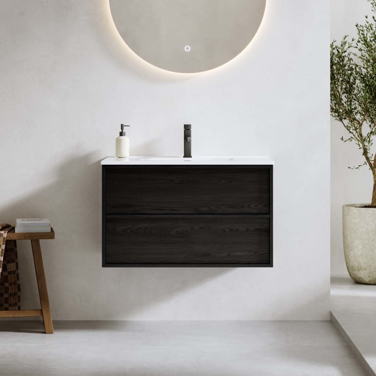 Bathlife Charm møbelpakke, med servant, 81x46,5x52 cm, sort eik