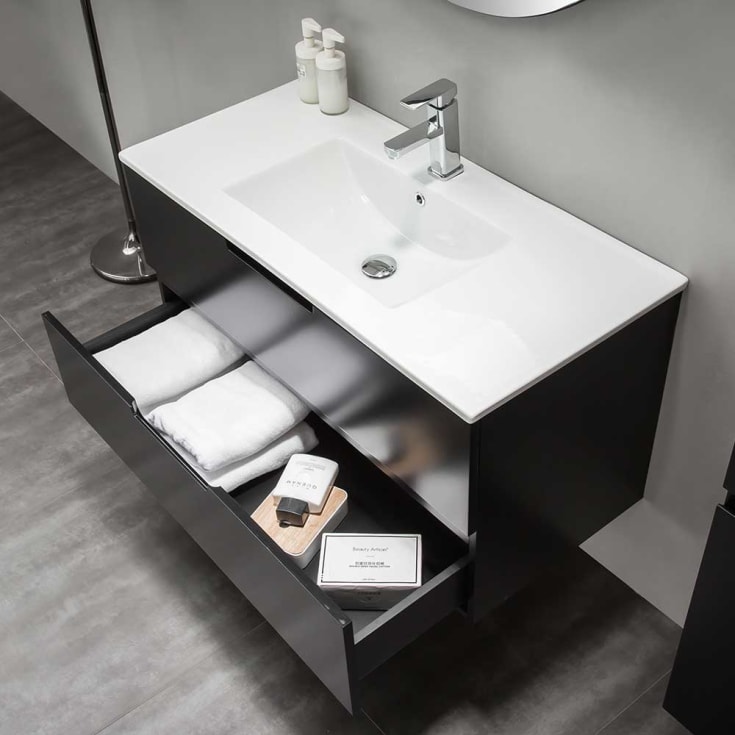 Bathlife Glädje møbelpakke, med servant, 100x46x50 cm, sort matt