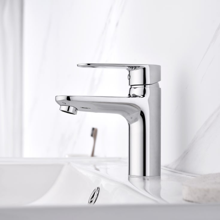 Bathlife Springa servantbatteri, uten bunnventil, krom