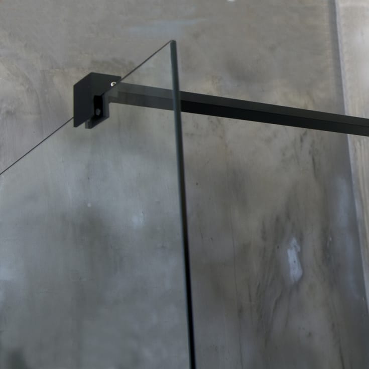 Bathlife Allsidig dusjvegg, 90 cm, klart glass, sort profil