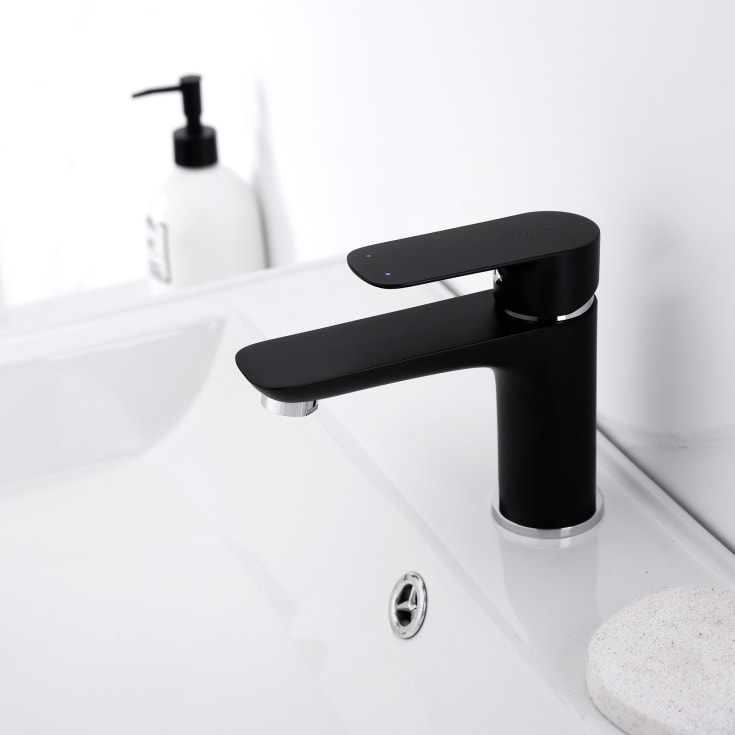 Bathlife Pärla servantbatteri, uten bunnventil, sort matt