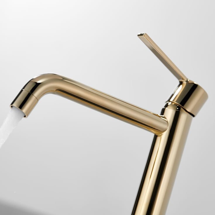 Bathlife Tillra servantbatteri, uten bunnventil, høy modell, messing