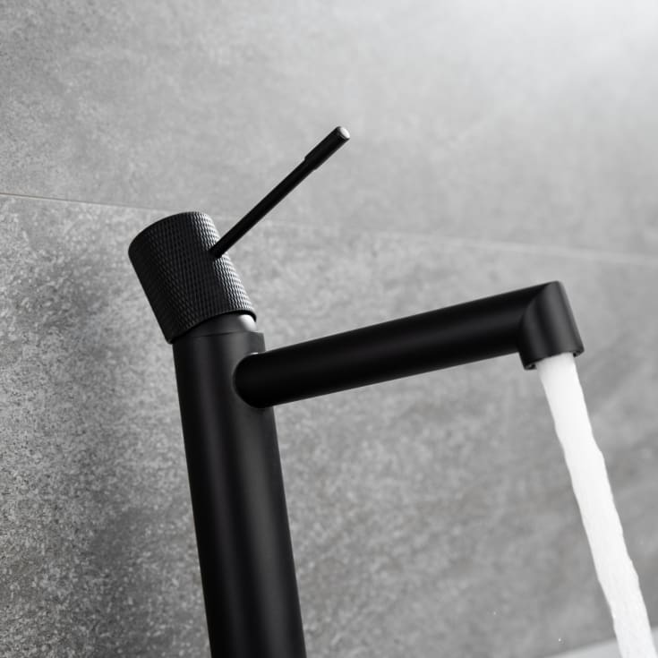 Bathlife Vidd servantbatteri, uten bunnventil, sort matt