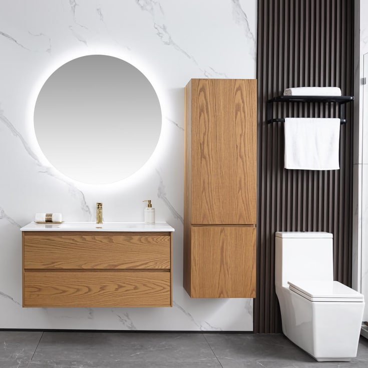 Bathlife Lättsam møbelpakke, med servant, 100x46x50 cm, eik