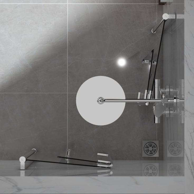 Bathlife Vikbar dusjhjørne, 80x80 cm, alu/klart glass