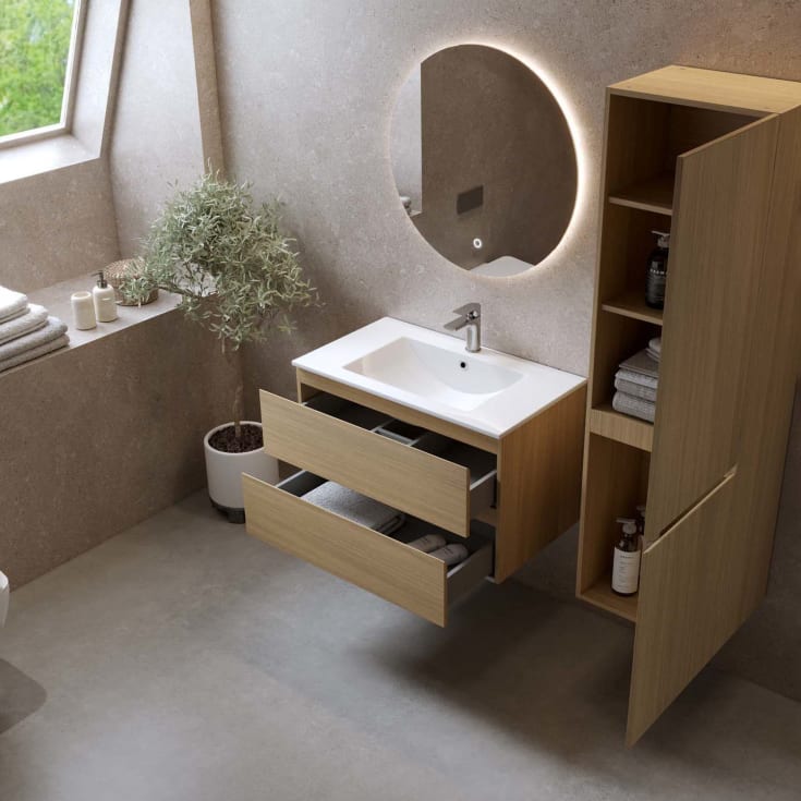 Bathlife Eufori møbelpakke, med servant, 61x46,5x50 cm, lys eik