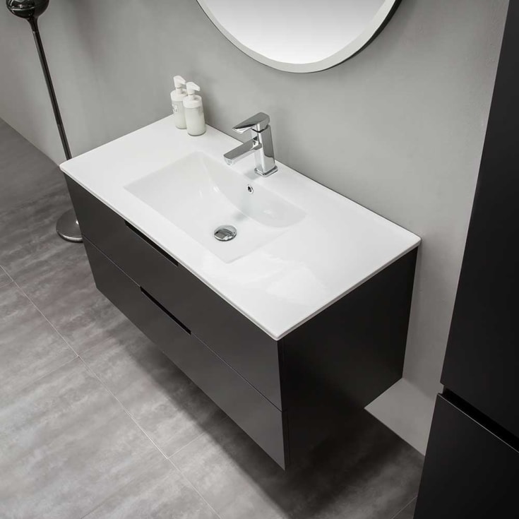 Bathlife Glädje møbelpakke, med servant, 100x46x50 cm, sort matt
