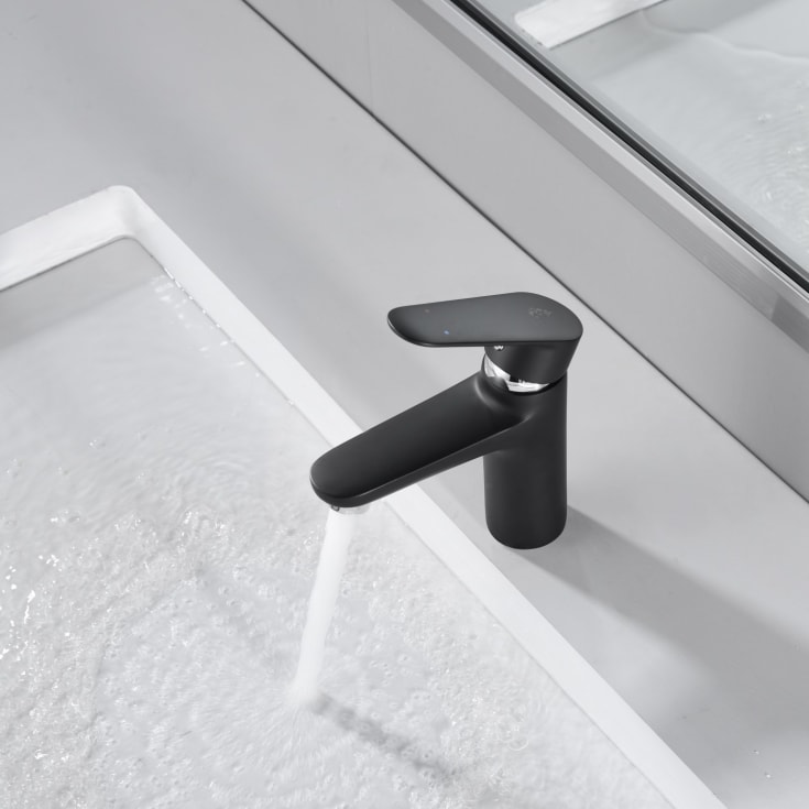 Bathlife Springa servantbatteri, uten bunnventil, sort matt