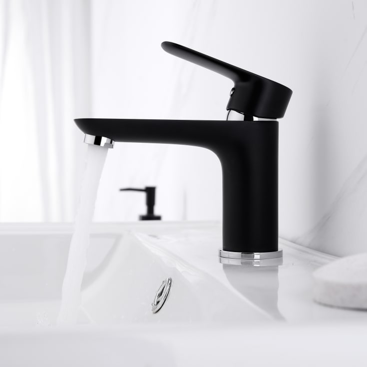 Bathlife Pärla servantbatteri, uten bunnventil, sort matt
