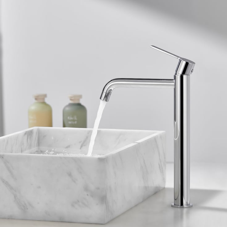 Bathlife Tillra servantbatteri, uten bunnventil, høy modell, krom