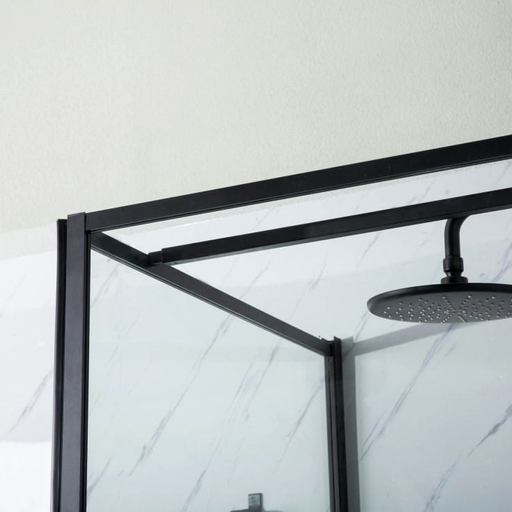 Bathlife Profil dusjvegg, 80 cm, klart glass, sort profil