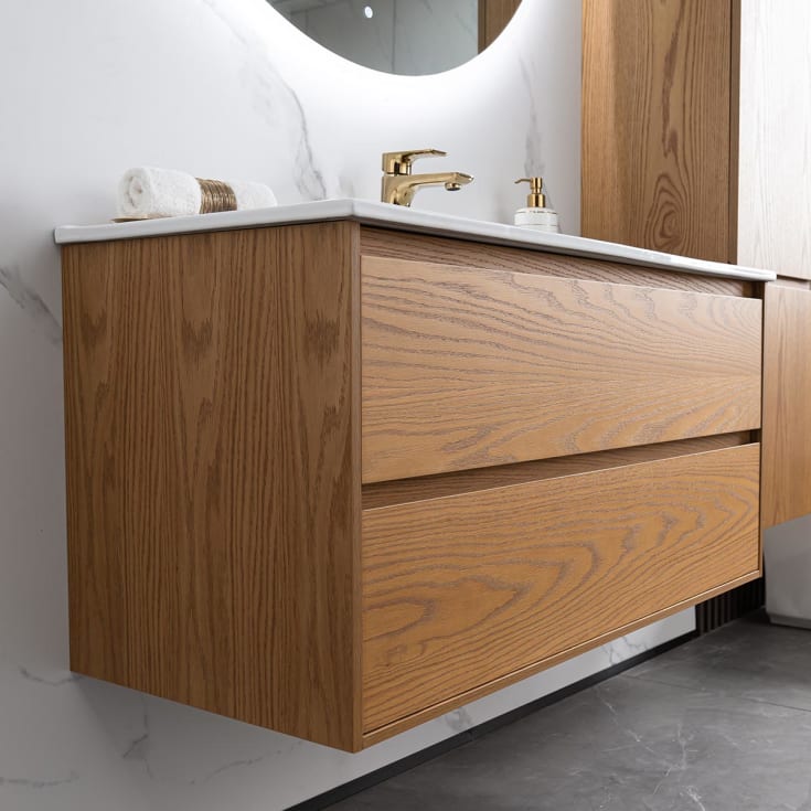 Bathlife Lättsam møbelpakke, med servant, 100x46x50 cm, eik