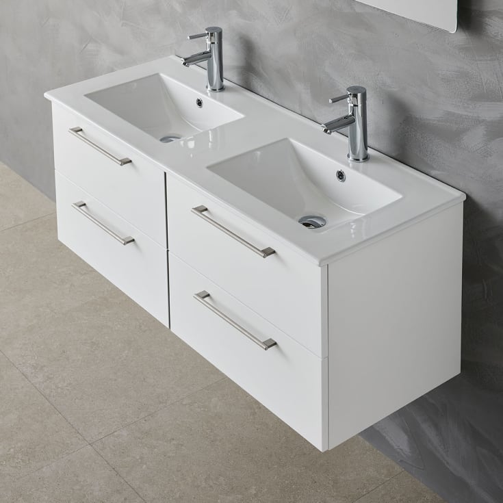 Bathlife Lust møbelpakke, med dobbel servant, 120x46,5x48 cm, hvit