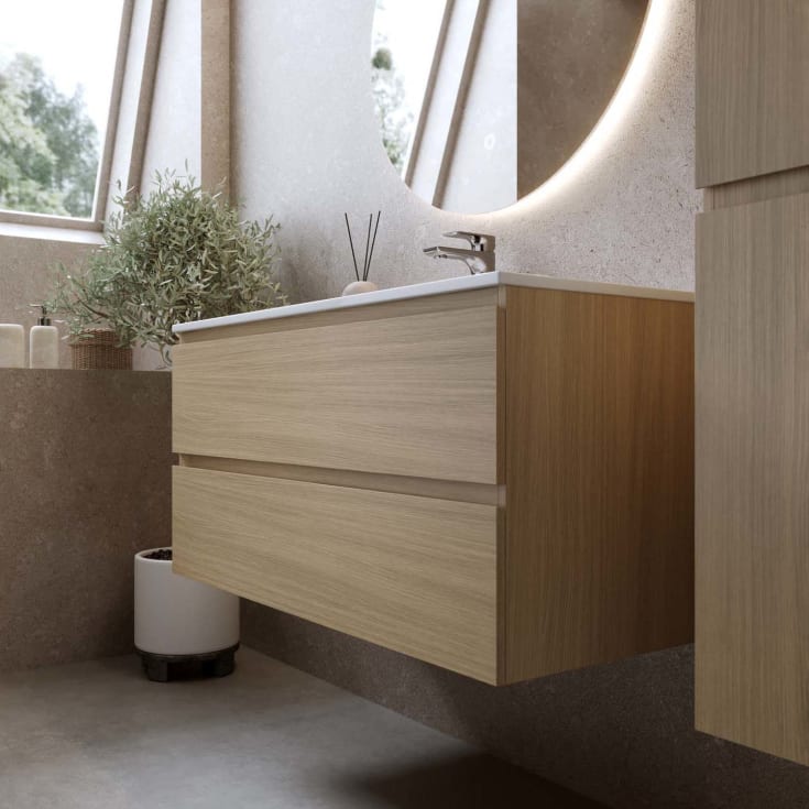 Bathlife Eufori møbelpakke, med servant, 101x46,5x50 cm, eik