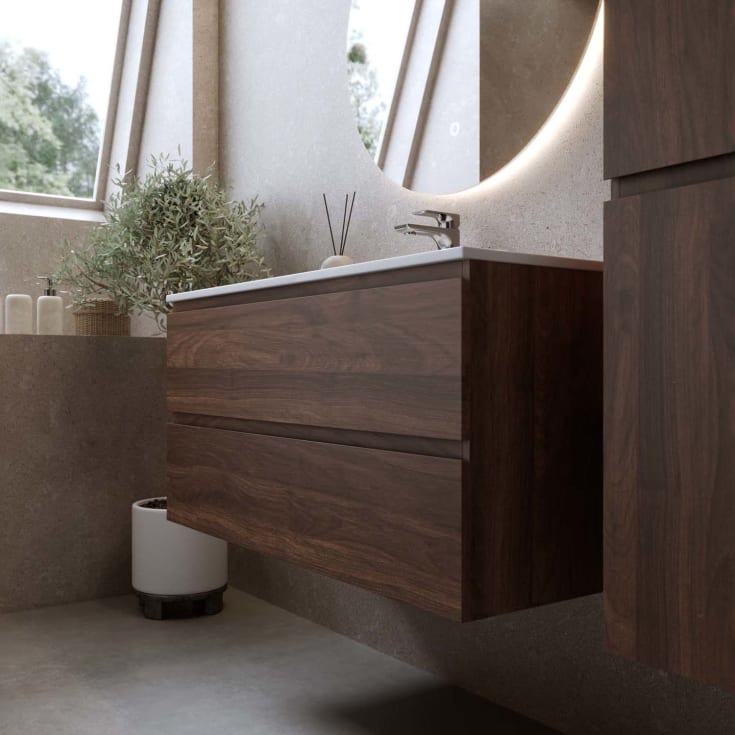 Bathlife Eufori møbelpakke, med servant, 101x46,5x50 cm, valnøtt