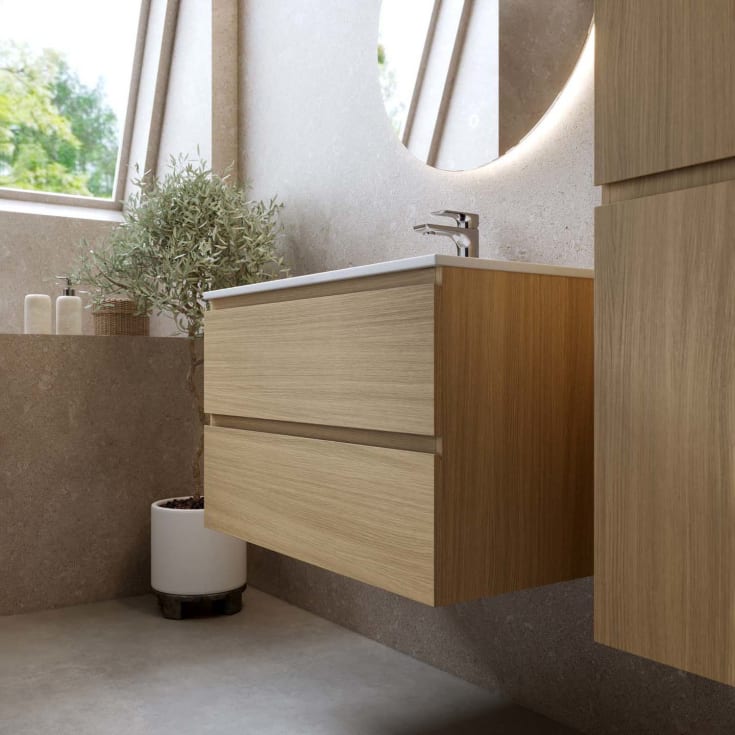 Bathlife Eufori møbelpakke, med servant, 81x46,5x50 cm, eik