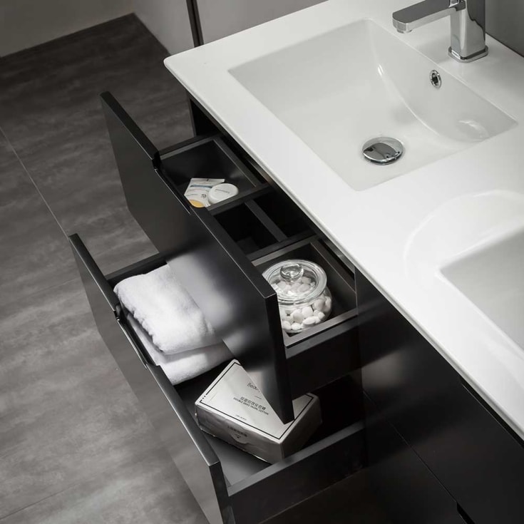 Bathlife Glädje møbelpakke, med dobbel servant, 120x46x50 cm, sort matt