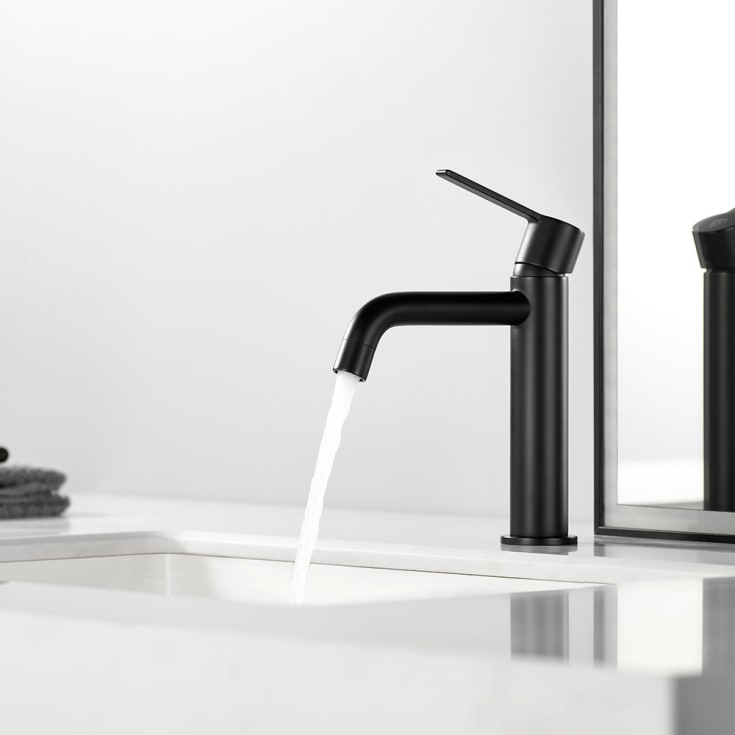 Bathlife Tillra servantbatteri, uten bunnventil, sort matt