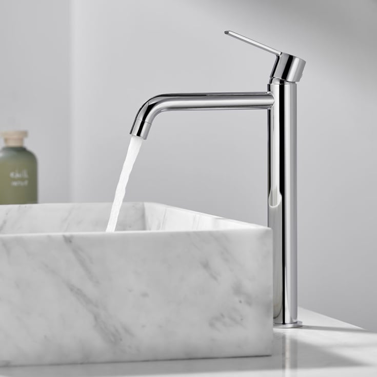 Bathlife Tillra servantbatteri, uten bunnventil, høy modell, krom