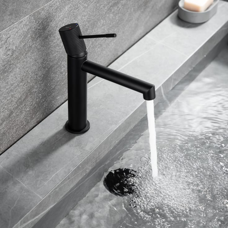 Bathlife Vidd servantbatteri, uten bunnventil, sort matt