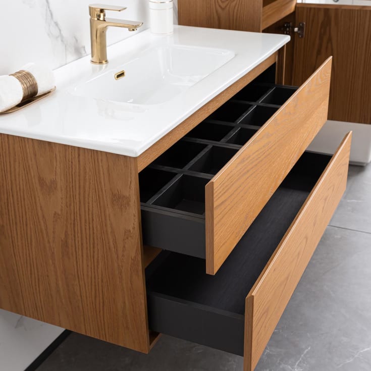 Bathlife Lättsam møbelpakke, med servant, 100x46x50 cm, eik