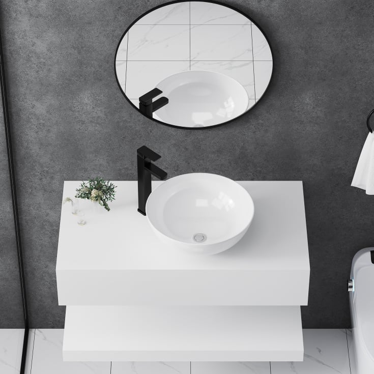 Bathlife Kläm toppmontert servant, Ø42 cm, hvit
