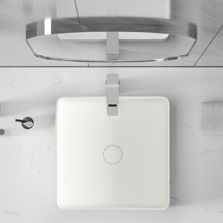 Bathlife Skatt toppmontert servant, 40,6x40,6 cm, hvit matt