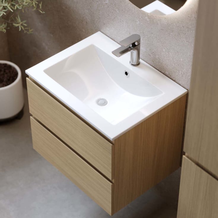 Bathlife Eufori møbelpakke, med servant, 61x46,5x50 cm, lys eik
