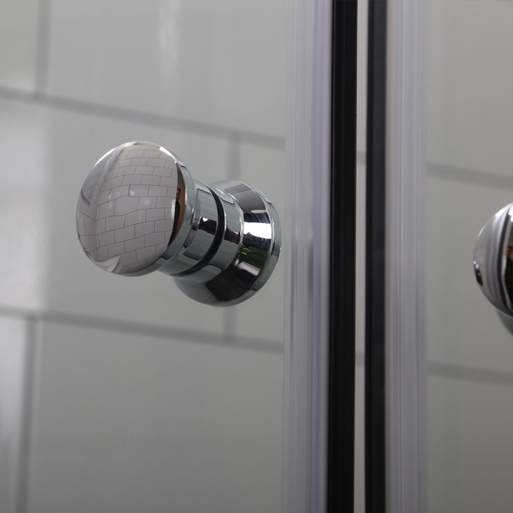 Bathlife Allsidig buet dusjdør, 70 cm, klart glass, aluminium profil
