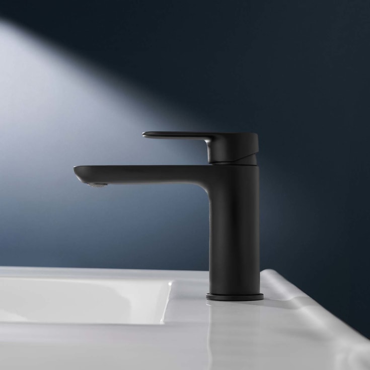 Bathlife Lyster servantbatteri, uten bunnventil, sort matt