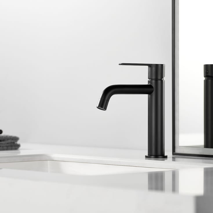 Bathlife Tillra servantbatteri, uten bunnventil, sort matt