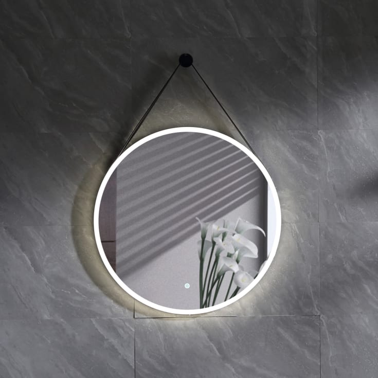Bathlife Glimma speil, 80x80 cm, med LED-lys, hvit
